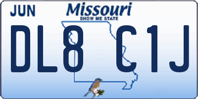 MO license plate DL8C1J