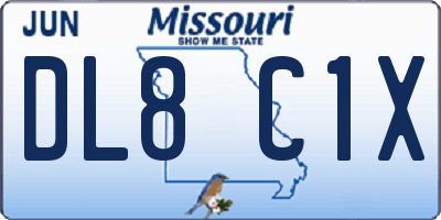 MO license plate DL8C1X