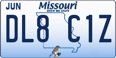 MO license plate DL8C1Z