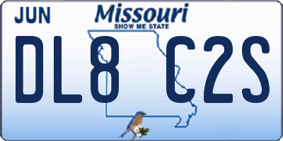 MO license plate DL8C2S