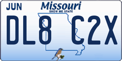 MO license plate DL8C2X