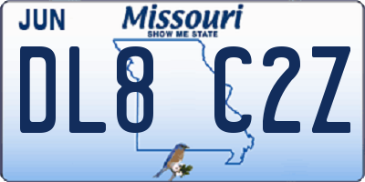 MO license plate DL8C2Z