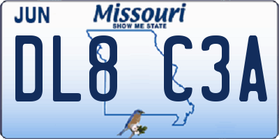 MO license plate DL8C3A