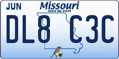 MO license plate DL8C3C