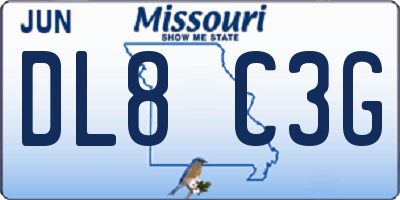 MO license plate DL8C3G