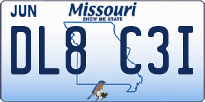 MO license plate DL8C3I