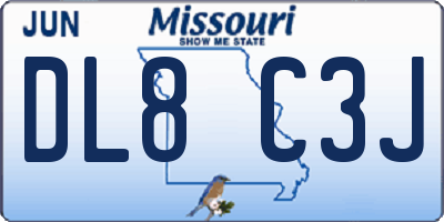 MO license plate DL8C3J
