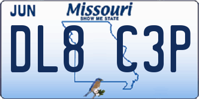 MO license plate DL8C3P