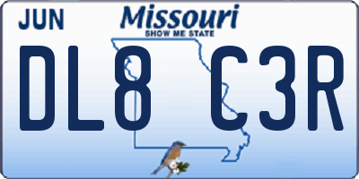 MO license plate DL8C3R