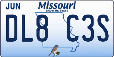 MO license plate DL8C3S