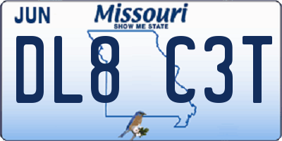 MO license plate DL8C3T