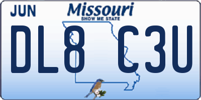 MO license plate DL8C3U