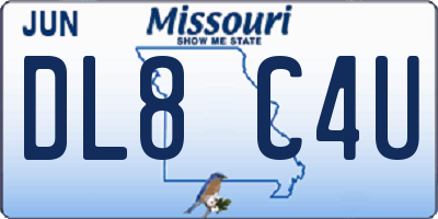 MO license plate DL8C4U