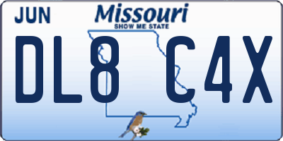 MO license plate DL8C4X