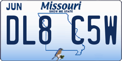 MO license plate DL8C5W
