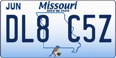 MO license plate DL8C5Z