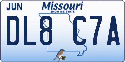 MO license plate DL8C7A