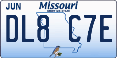 MO license plate DL8C7E