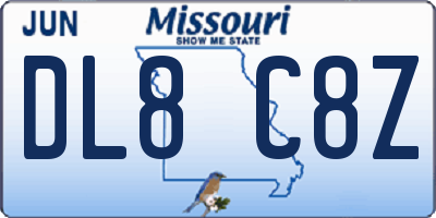 MO license plate DL8C8Z
