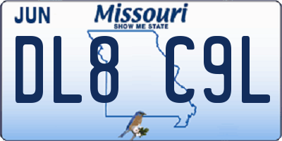 MO license plate DL8C9L