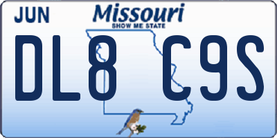 MO license plate DL8C9S