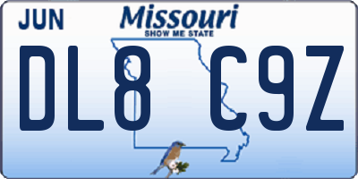 MO license plate DL8C9Z