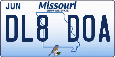 MO license plate DL8D0A