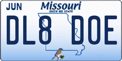 MO license plate DL8D0E