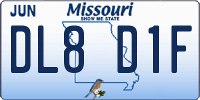 MO license plate DL8D1F