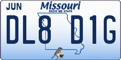 MO license plate DL8D1G