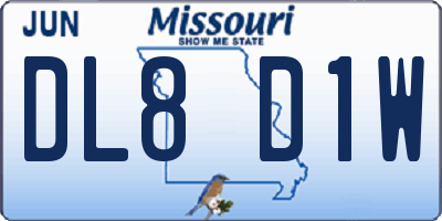 MO license plate DL8D1W