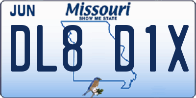 MO license plate DL8D1X