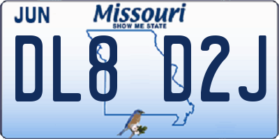 MO license plate DL8D2J