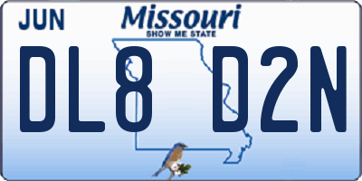 MO license plate DL8D2N