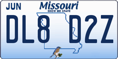 MO license plate DL8D2Z