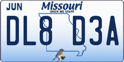 MO license plate DL8D3A