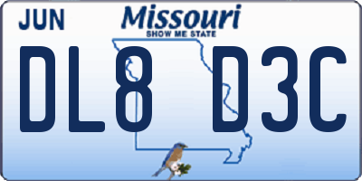 MO license plate DL8D3C