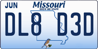 MO license plate DL8D3D