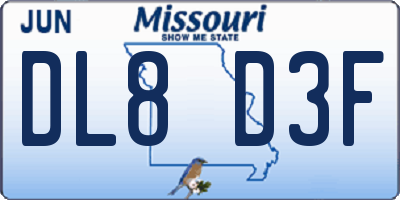 MO license plate DL8D3F
