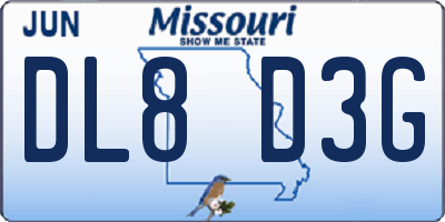 MO license plate DL8D3G