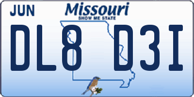 MO license plate DL8D3I