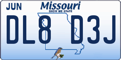 MO license plate DL8D3J