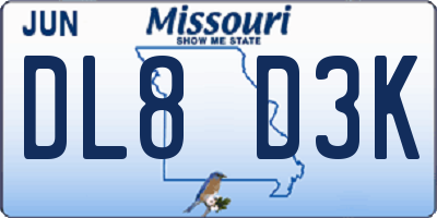 MO license plate DL8D3K