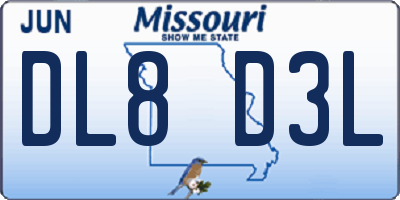 MO license plate DL8D3L