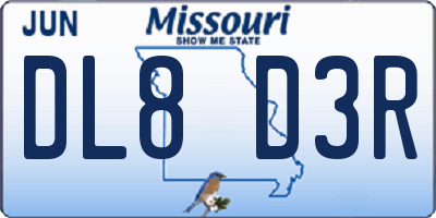 MO license plate DL8D3R