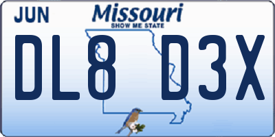 MO license plate DL8D3X