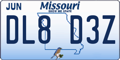 MO license plate DL8D3Z