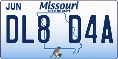 MO license plate DL8D4A