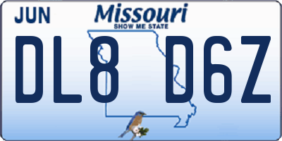 MO license plate DL8D6Z