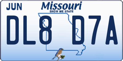 MO license plate DL8D7A